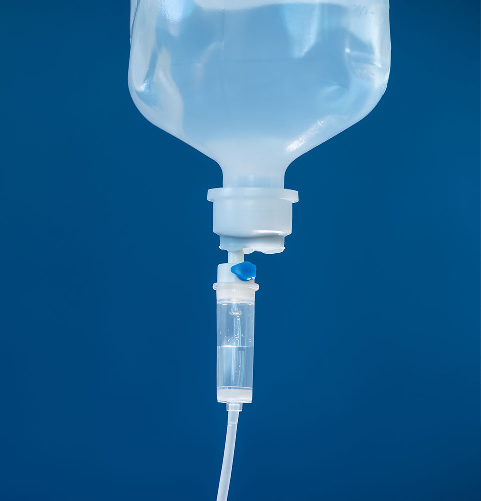 close up of IV drip sedation