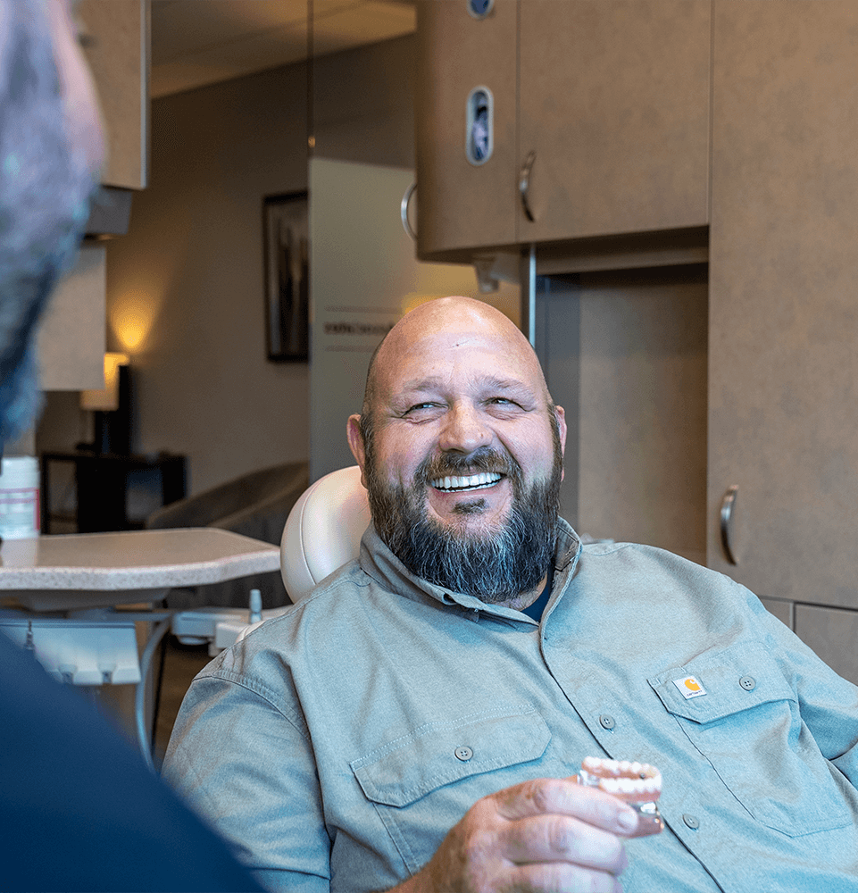 dental patient smiling and prep and ready for dental implant treatment